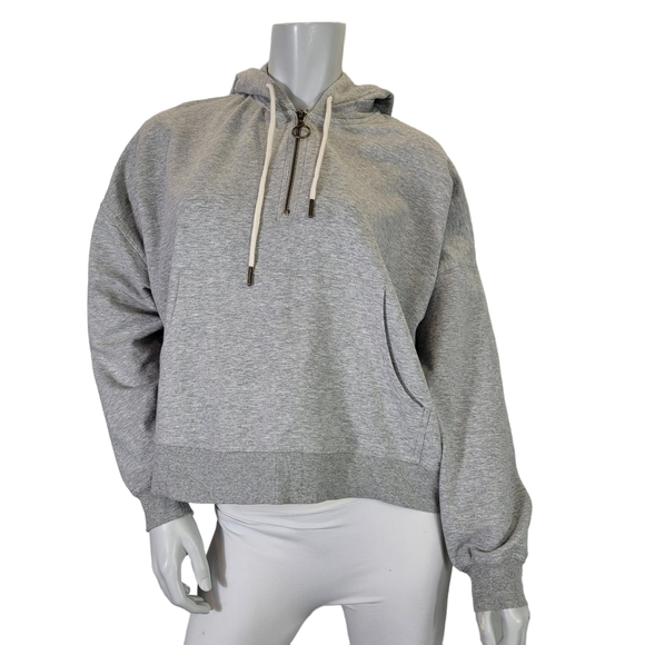 Urban Outfitters WMS SZ XS Gray Oversized Hooded Sweatshirt Cropped Hoodie Boxy - Picture 1 of 9